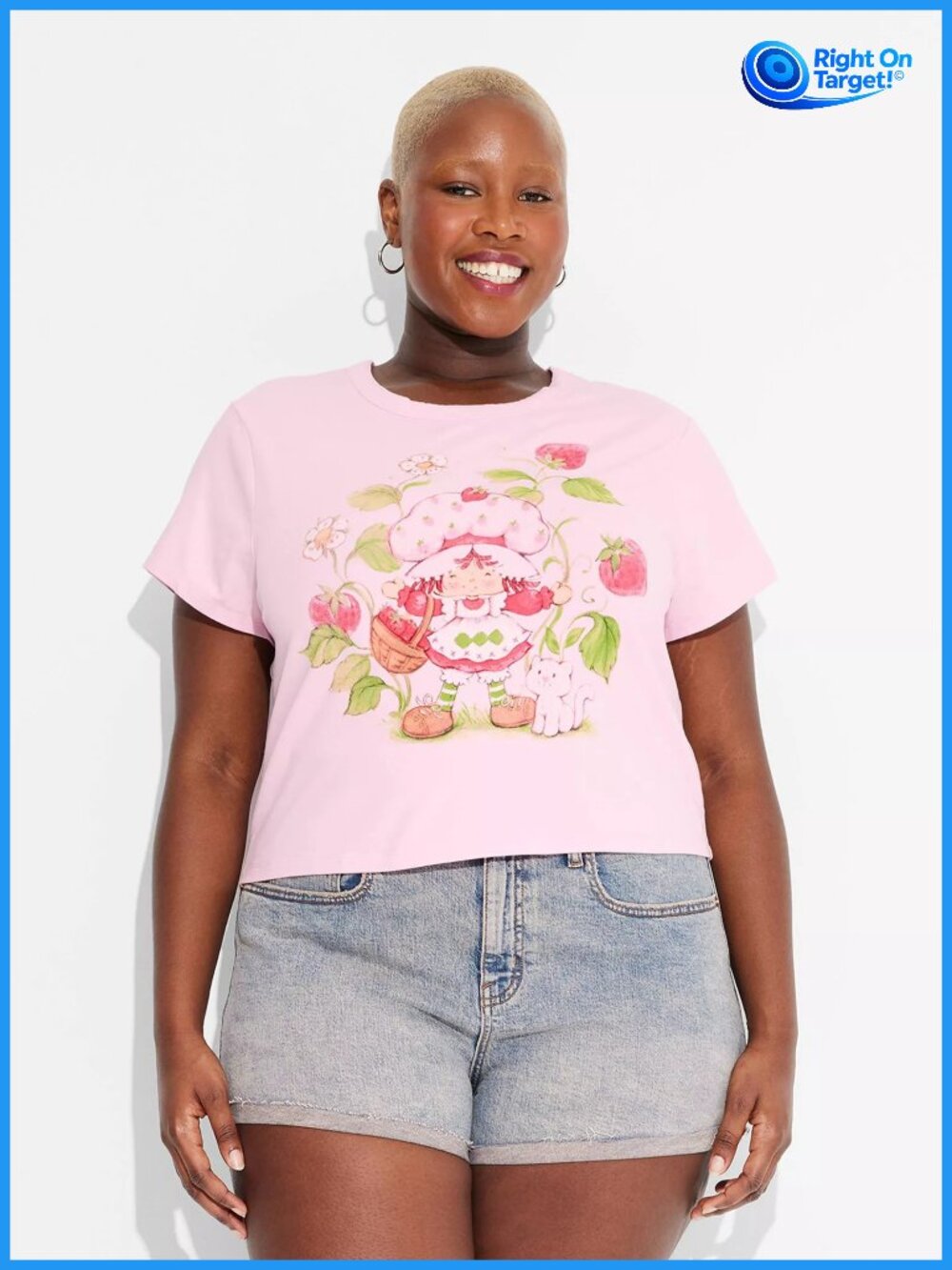 2X - Womens Strawberry Shortcake Short Sleeve Graphic Baby T-Shirt - Pink